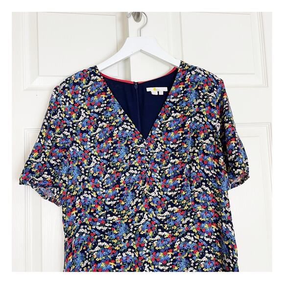 Boden Tessa Ditsy Floral Puff Sleeve Midi Dress Viscose Multi Color Sz 12L - Picture 3 of 11